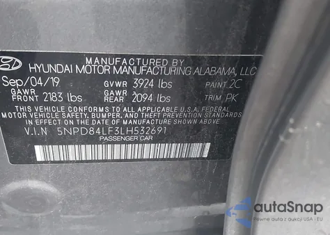 2020 Hyundai Elantra Sel from USA, damaged, VIN 5NPD84LF3LH532691
